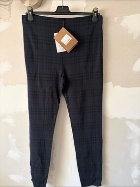 NWT Burberry Midnight Navy Plaid Skinny Trousers size Large
